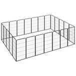 Kojec dla psa, 24 paneli, czarny, 50x100 cm, stal