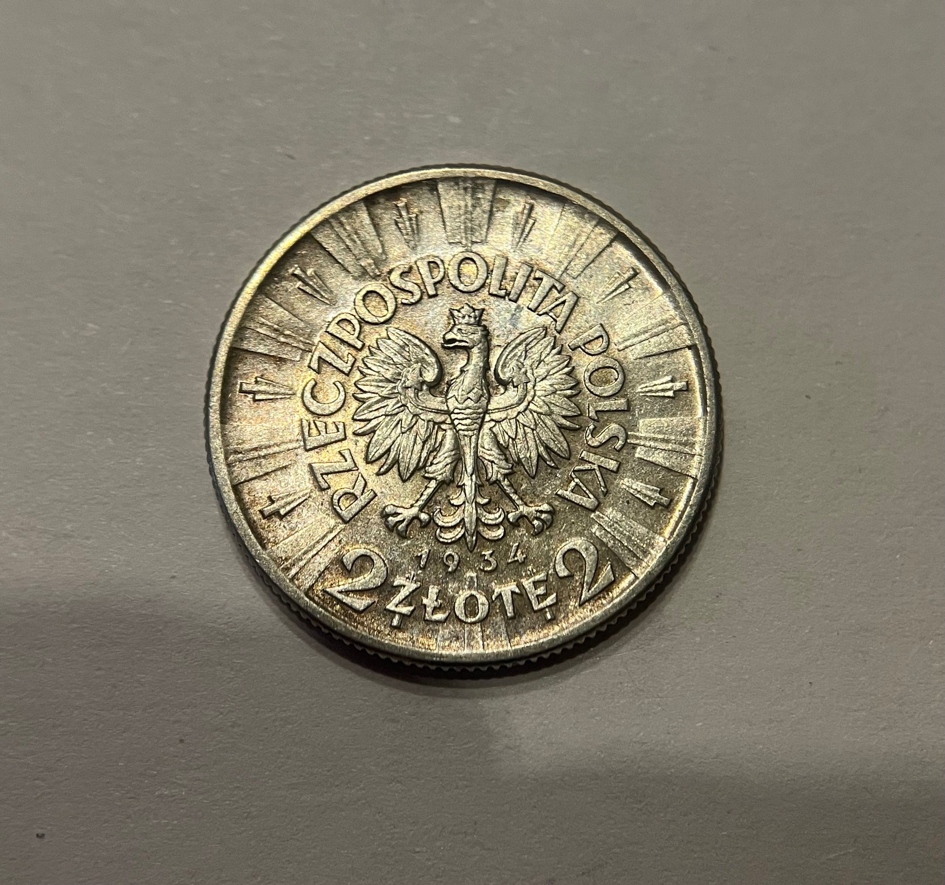 Moneta srebrna II RP 2 złote z 1934r. Super