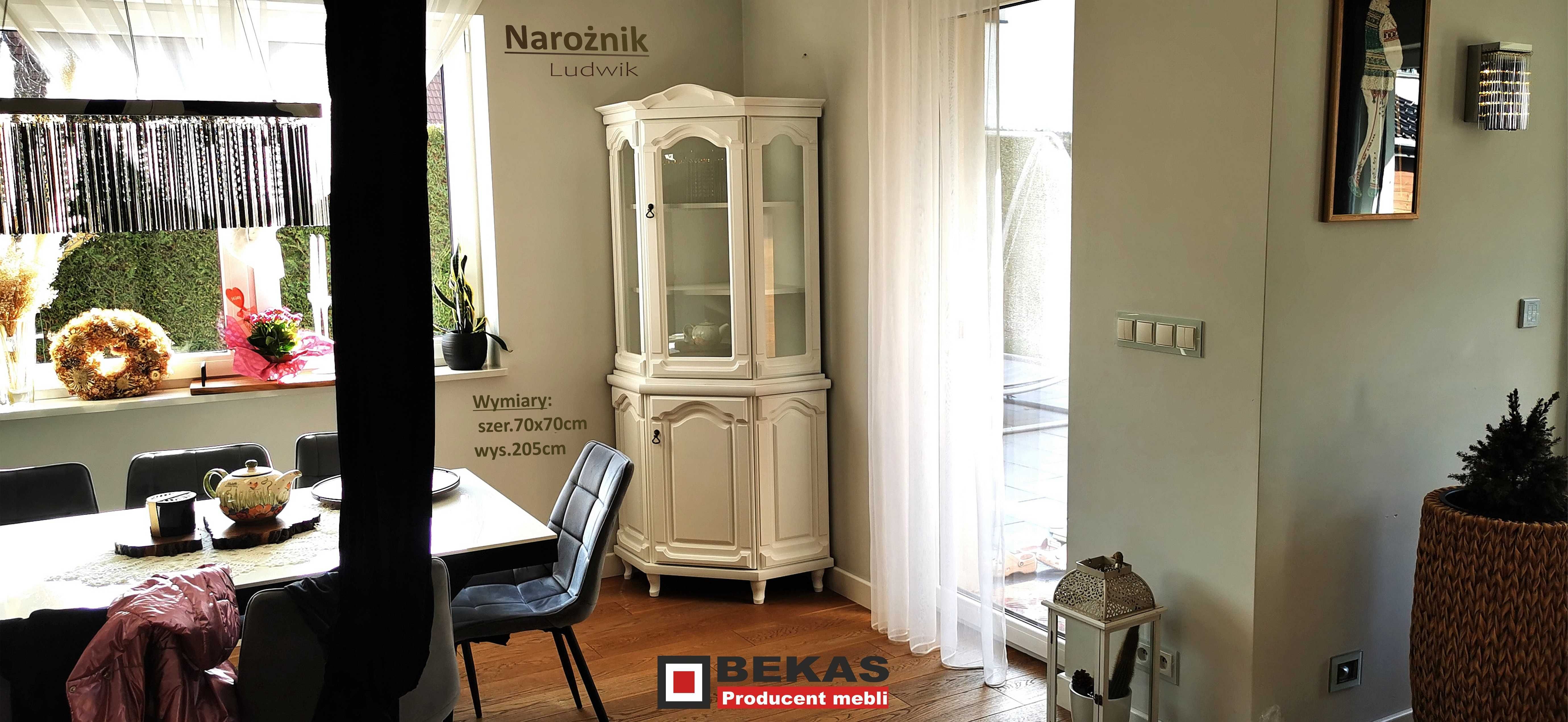 Witryna Waniliowy Narożnik Ludwik 70 ` ECRU Dąb Producent Bekas Meble