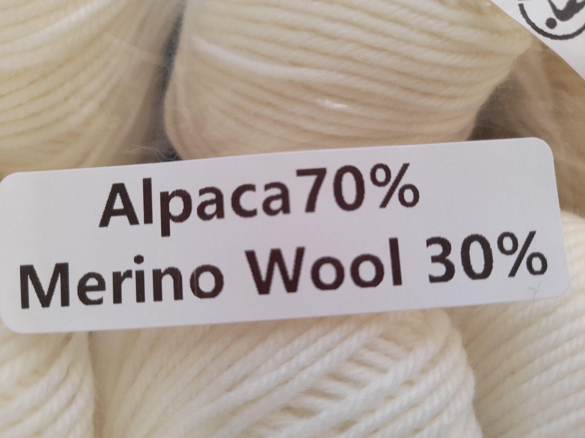Wloczka alpaka merino biała 800 gr.