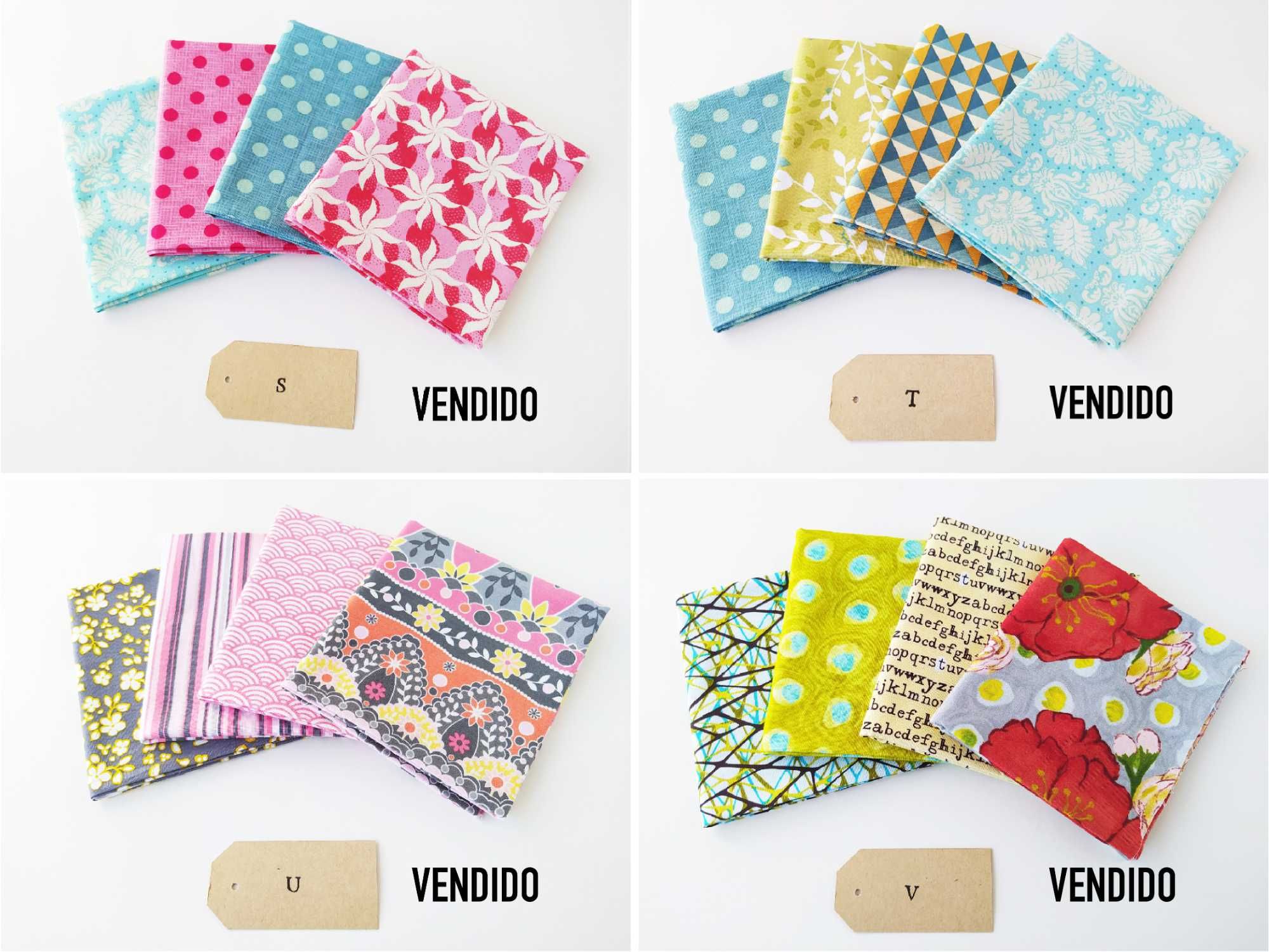 PACKS de 4 TECIDOS 55 x 50 cm (100% Algodão)