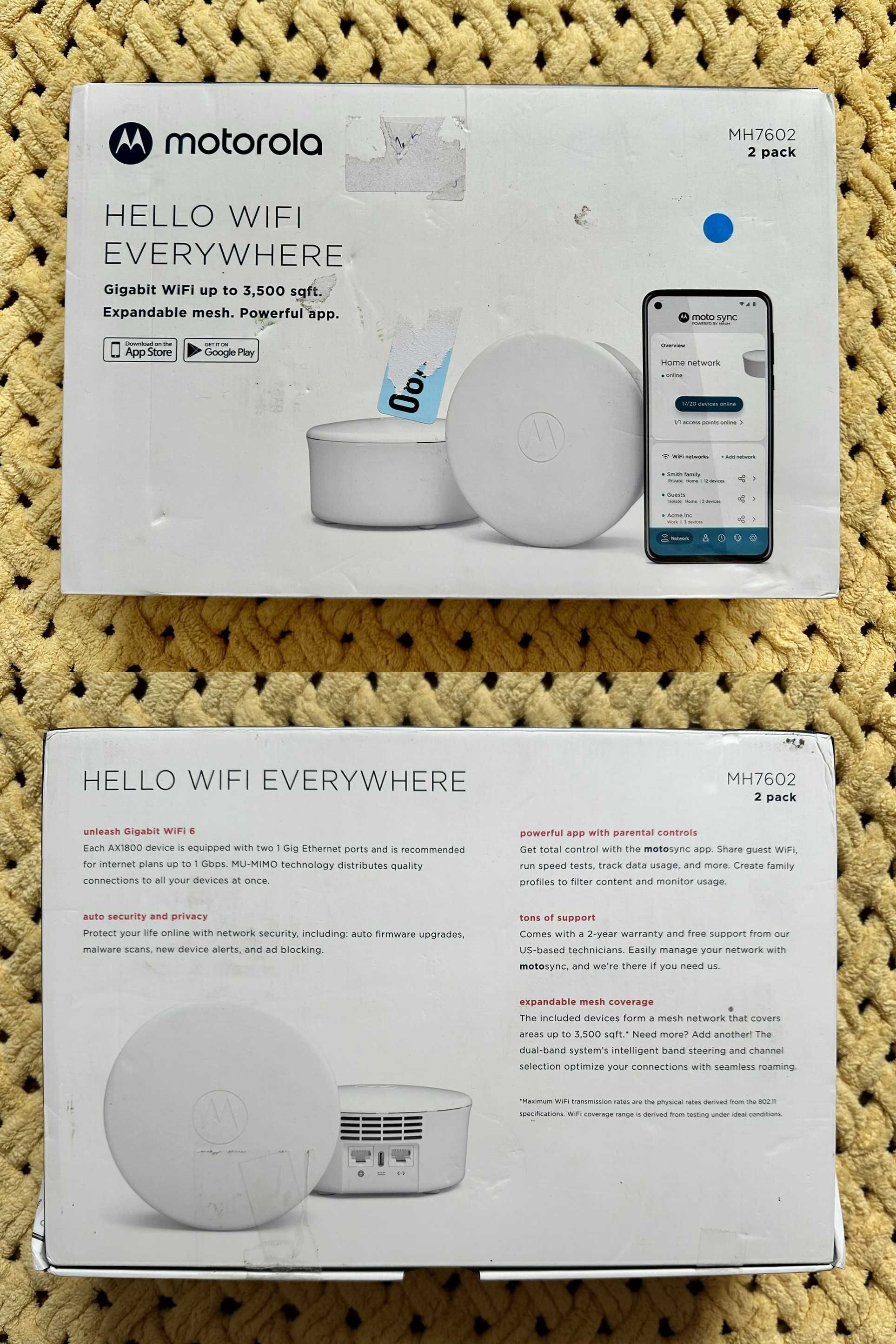 Mesh роутер WiFi6 AX1800 Motorola MH7602 Wi-Fi Kit новий - Open Box