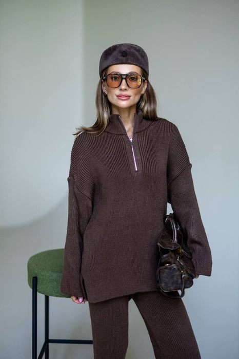 Зимовий в'язаний костюм жіночий Зимний женский вязаный костюм