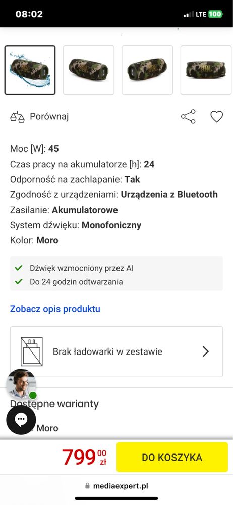 Głośnik JBL sprzedam nowy, mozliwa wysylka