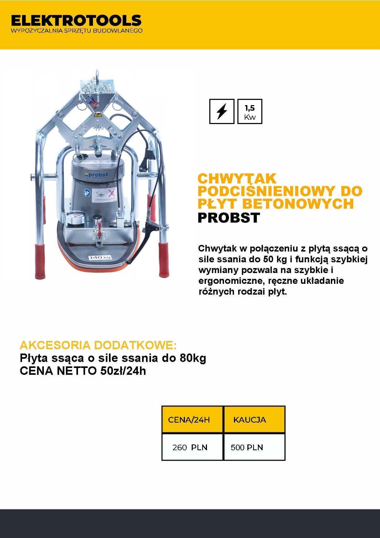 Chwytak próżniowy do płyt betonowych, brukowych, tarasowych WYNAJEM