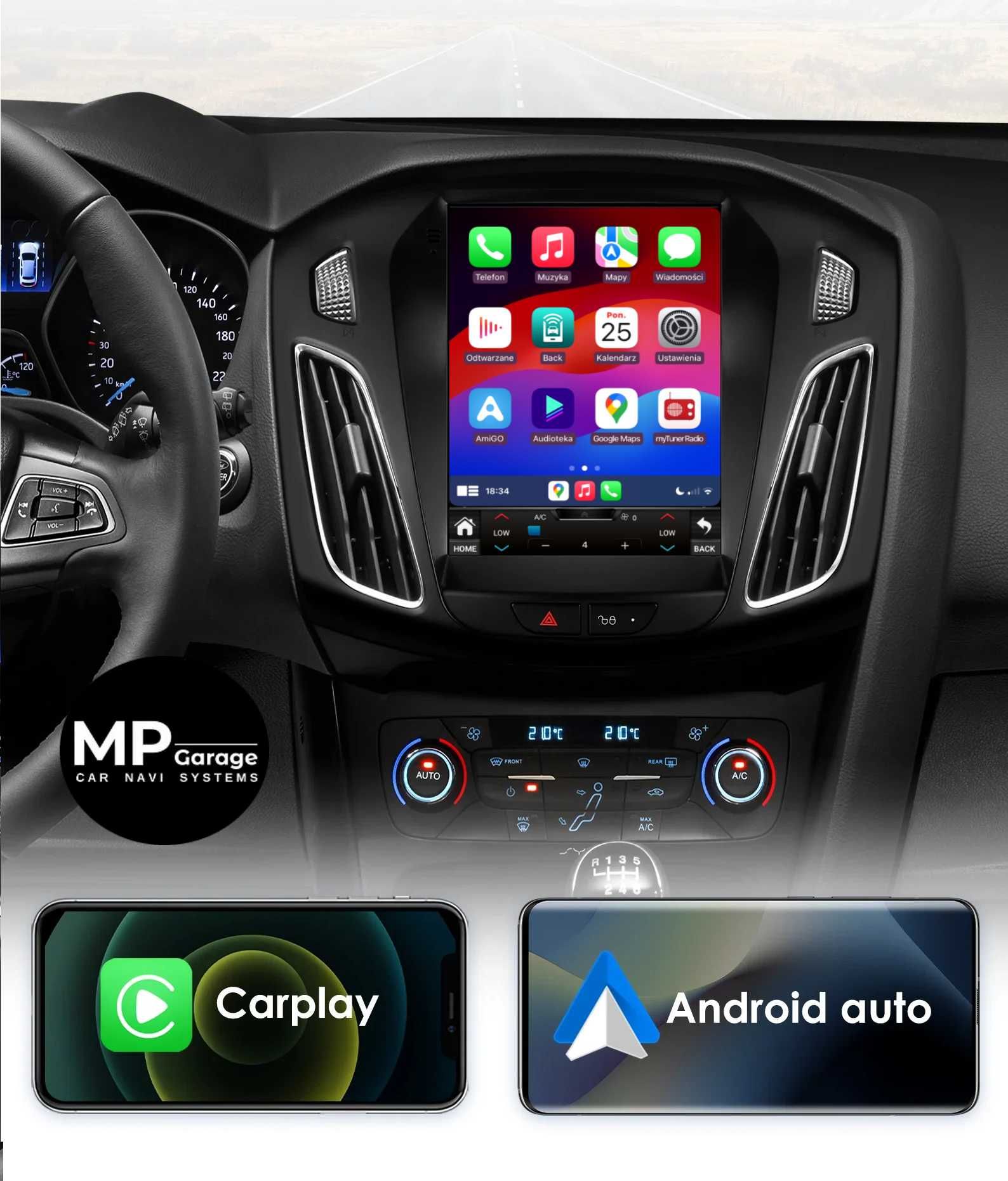 Ford Focus MK3 2011 - 2018 Nawigacja Android 4/64 Tesla CarPlay LTE