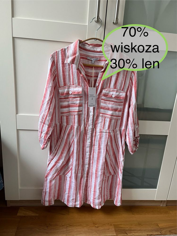 Nowa sukienka tunika Next petite len wiskoza rozmiar M L