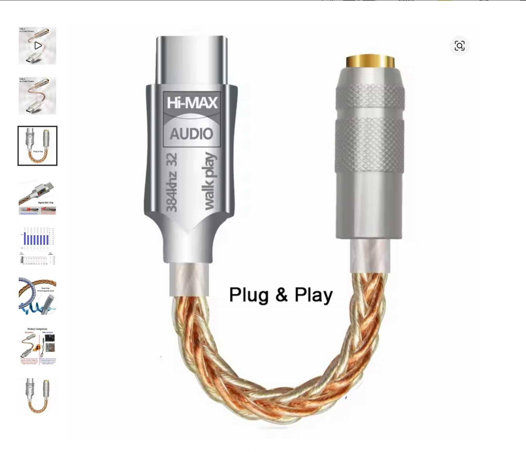 HiFi USB Type C на 3,5 мм, якісний Підсилювач, справжнє СРІБЛО