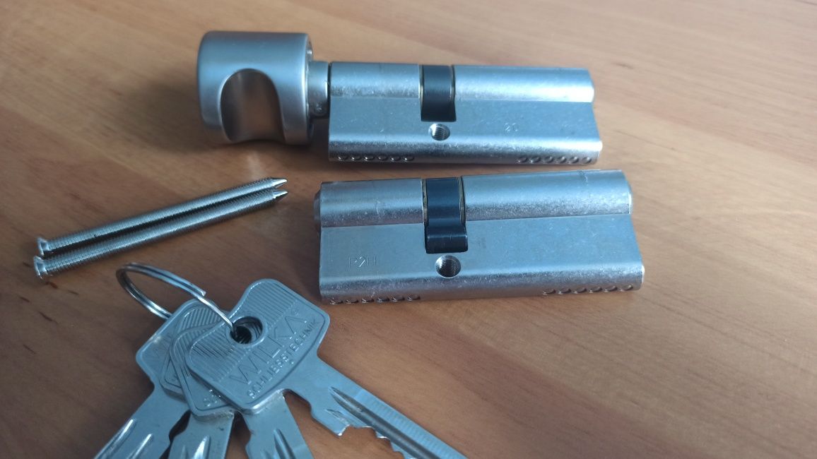 Wkładki zamka drzwi 75mm WILKA 2 szt 4 klucze 30/45
