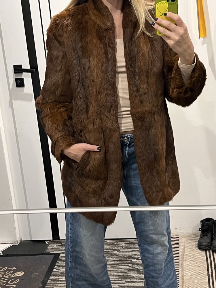 Piekne, brązowe futro naturalne Polo Norte Furs