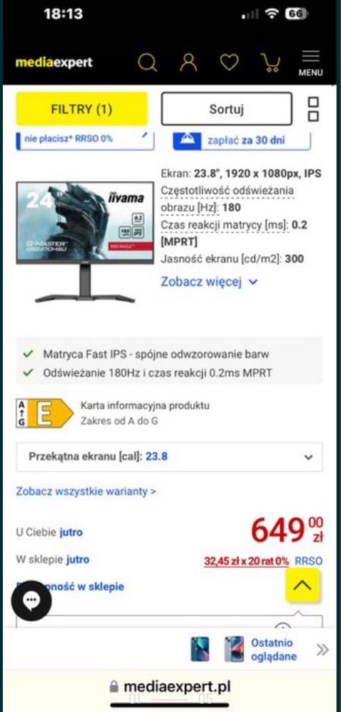 Monitor iiyama 180 HZ