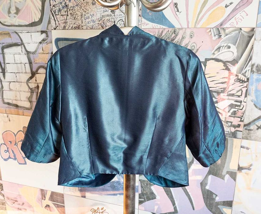 Bolerko z tafty na specjalne okazje, turkus – rozmiar 38