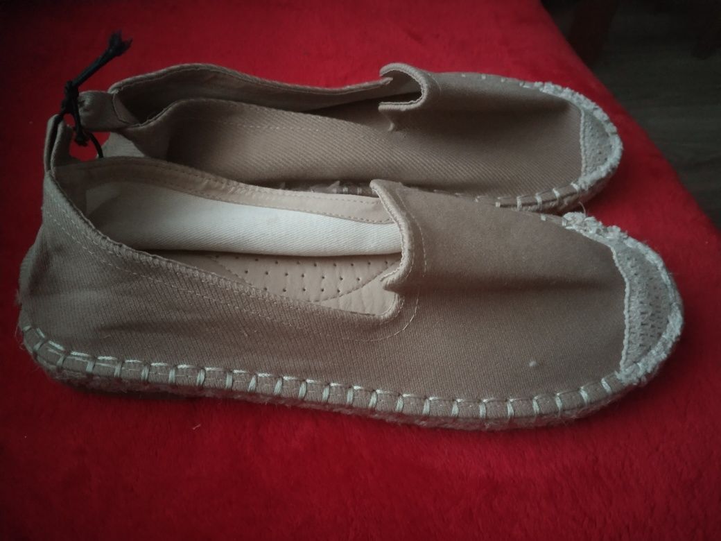 Nowe Espadryle baleriny beżowe kawa z mlekiem rozmiar 37