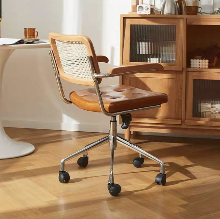 Krzesło biurowe retro rattanowe obrotowe – Amazon