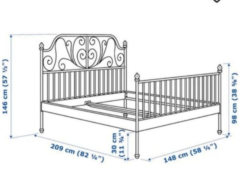 Łóżko metalowe białe Ikea Leirvik 140x200 stelaż i materac