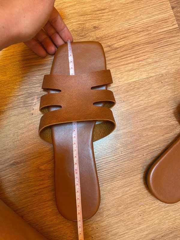 41 nowe klapki buty plaskie eko skora braz karmel