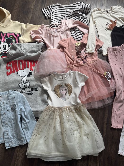 Paka zestaw ubrań dla dziewczynki 122, 13szt.,ZARA, H&M, C&A, Elsa