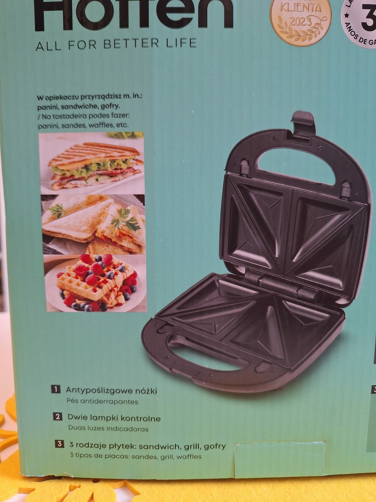 Opiekacz do kanapek, gofrownica, grill 3w1 Hoffen