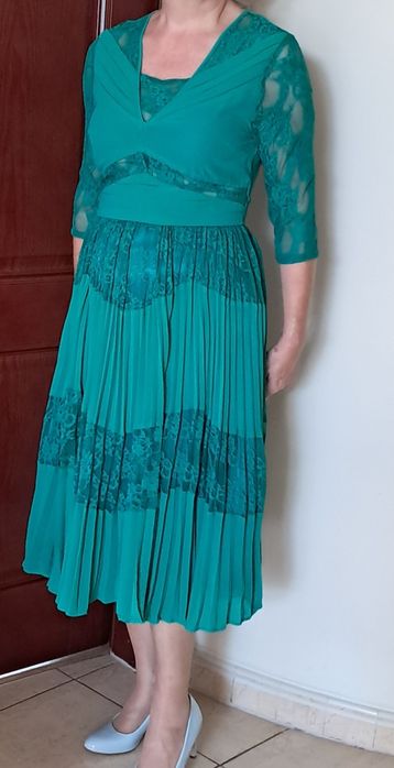 Suknia midi zielona plisowana r.36-38"asos.