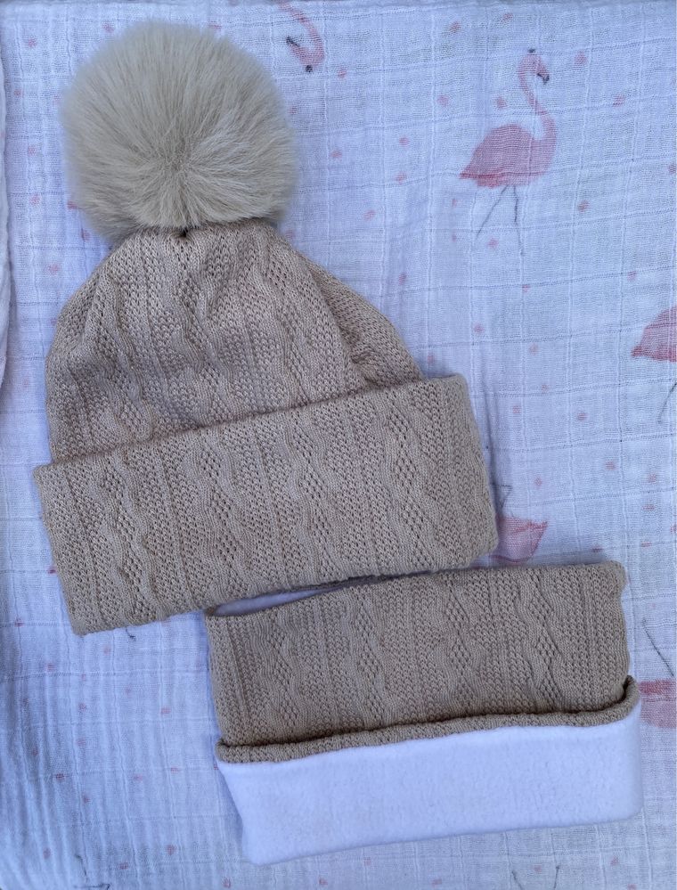 Дитяча шапка зимова, шапка на зиму, розмір 6-12 міс. з хомутом
