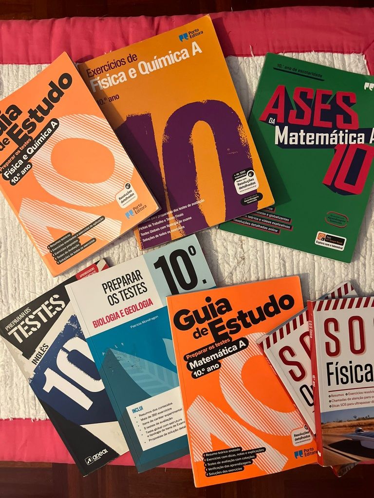 Livros de preparação para testes,físico, matemática, inglês e biologia