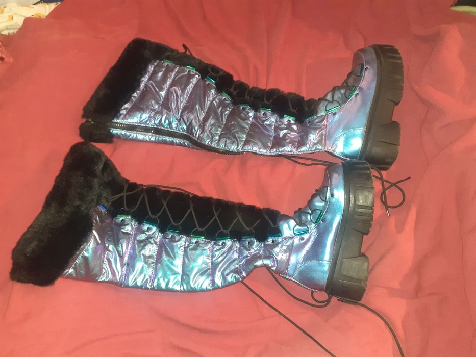 Высокие сапоги дутики Space BAE Escaped зимние тёплые фиолетовые 36