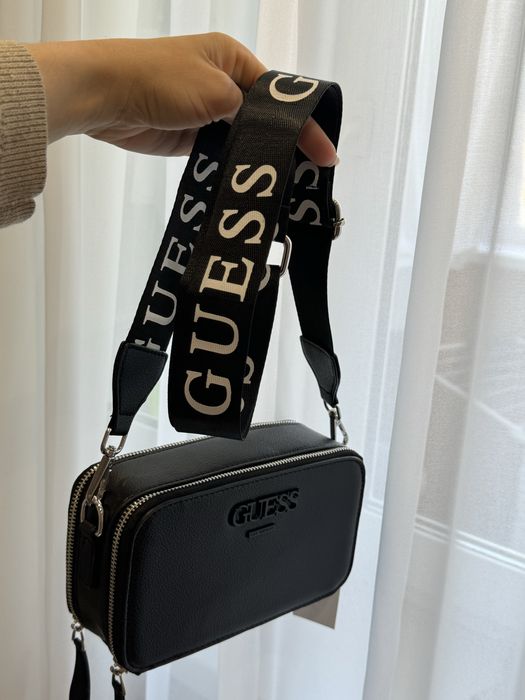 Сумочка крос-боді Guess (сумка гесс гес) чорна біла
