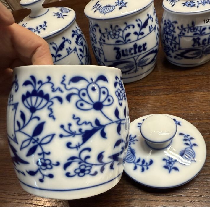 Gerold pojemmniki kuchenne kobaltowe wzór słomkowy dekoracja 1938