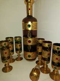 Conjunto licor Murano ouro anos 70