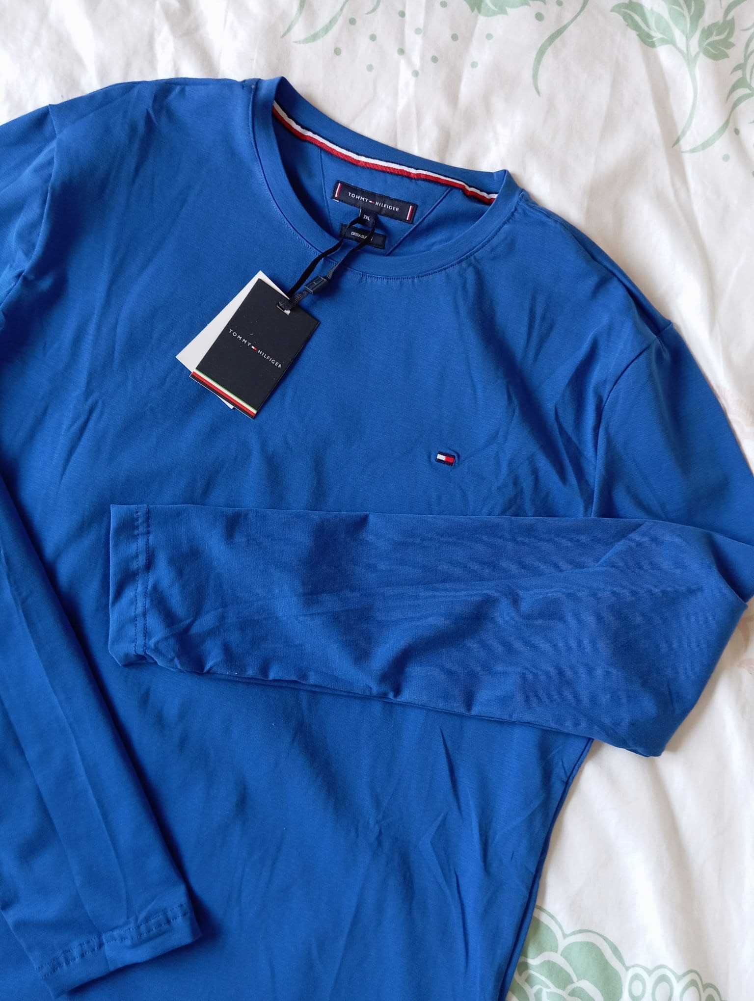 Longsleeve męski Tommy Hilfiger regular fit, niebieski M promocja