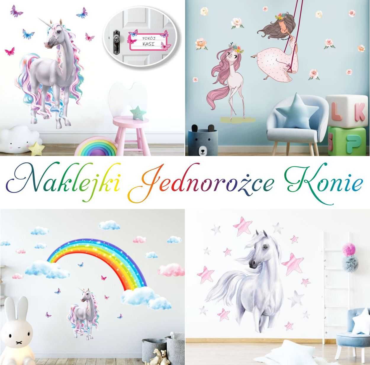 Jednorożce, konie, Naklejki na ścianę dla dzieci