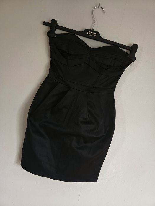 Sukienka mała czarna H&M xs s satynowa bawełna