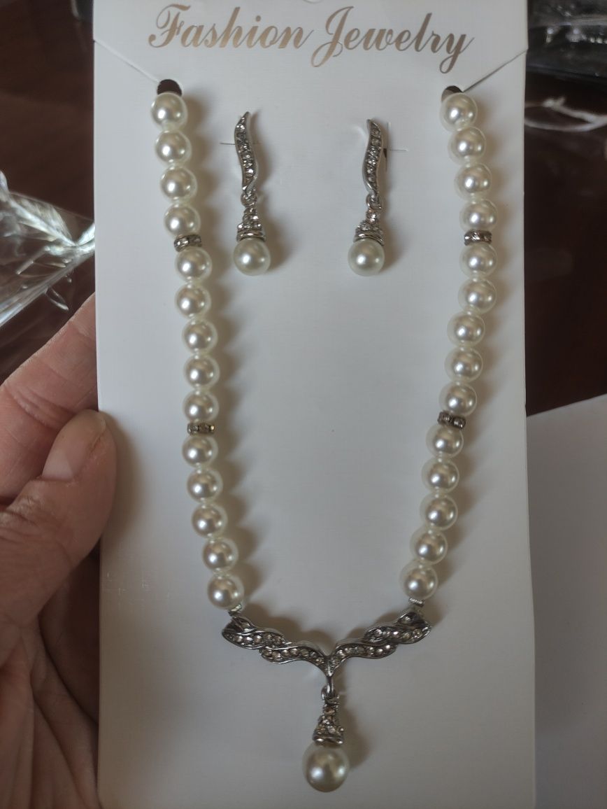 Set Conjunto Prateado Pérolas