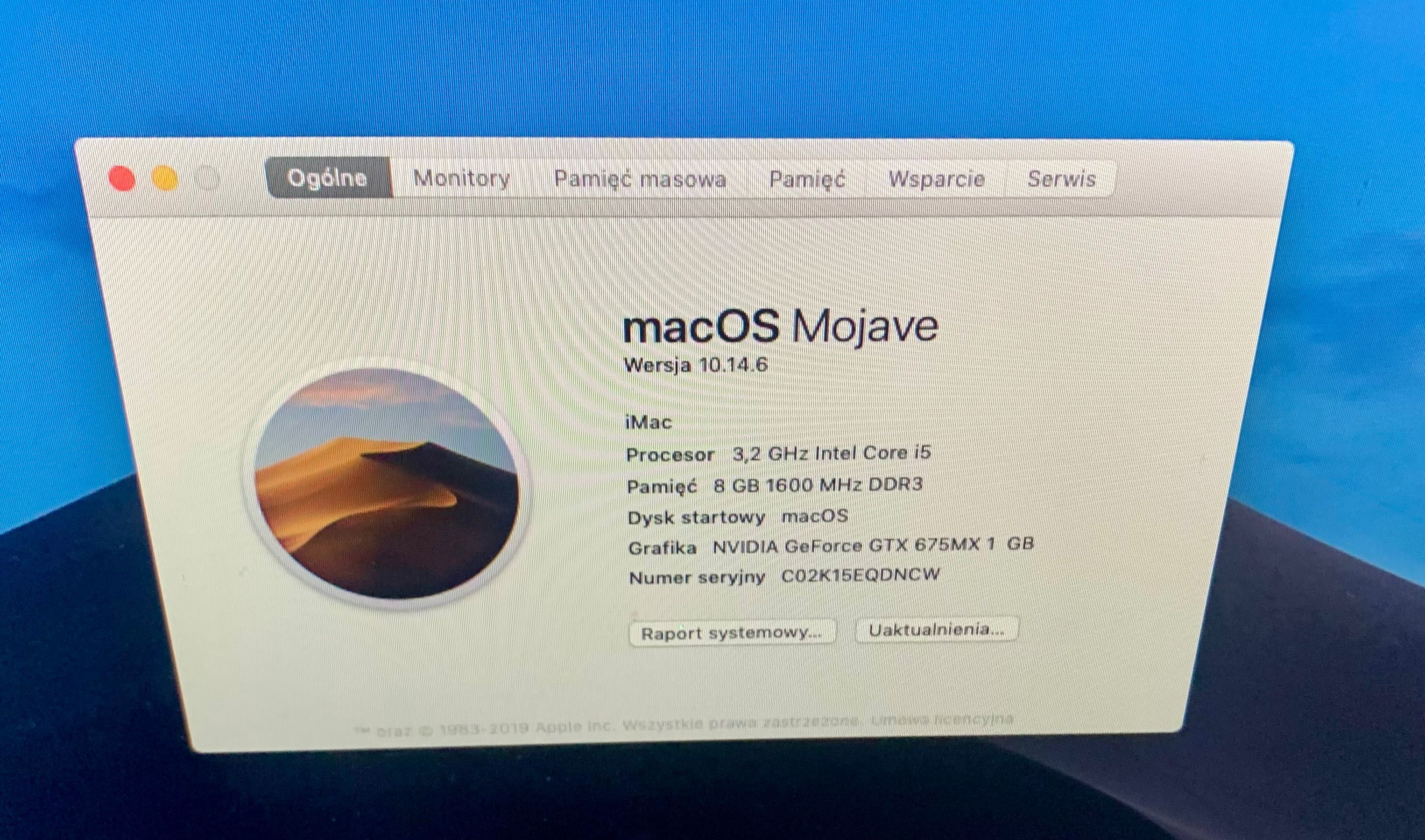 iMac 27 A1419 i5 ram 16GB GTX ssd 480GB os Mojave