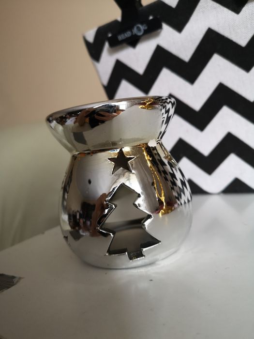 Kominek na świeczkę lustrzany srebrny