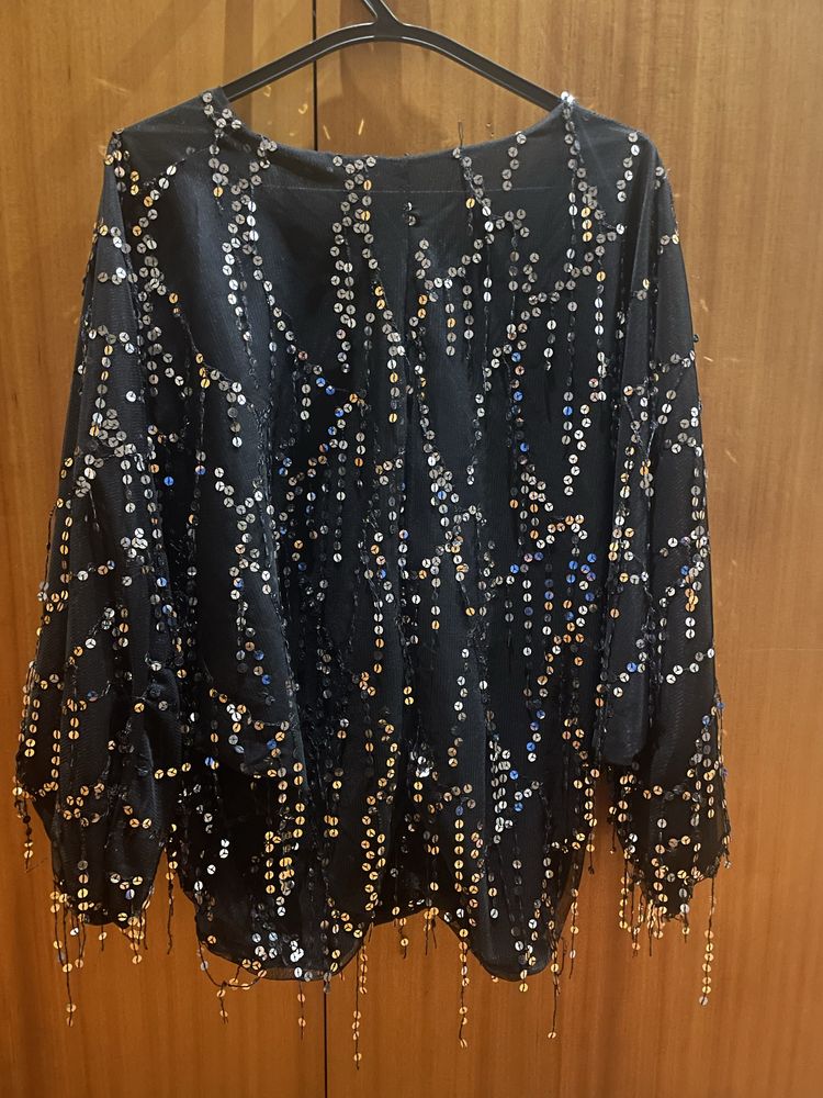Camisola preta Lantejoulas prateadas