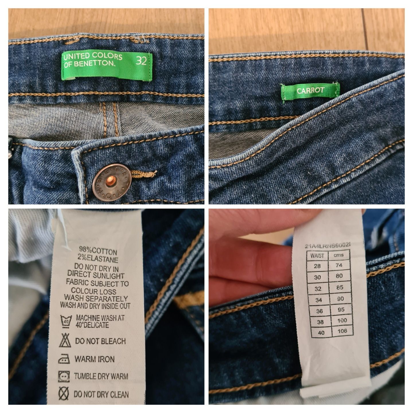 Spodnie Jeans United Colors of Benetton. Rozmiar W32. Rurki skinny y2k