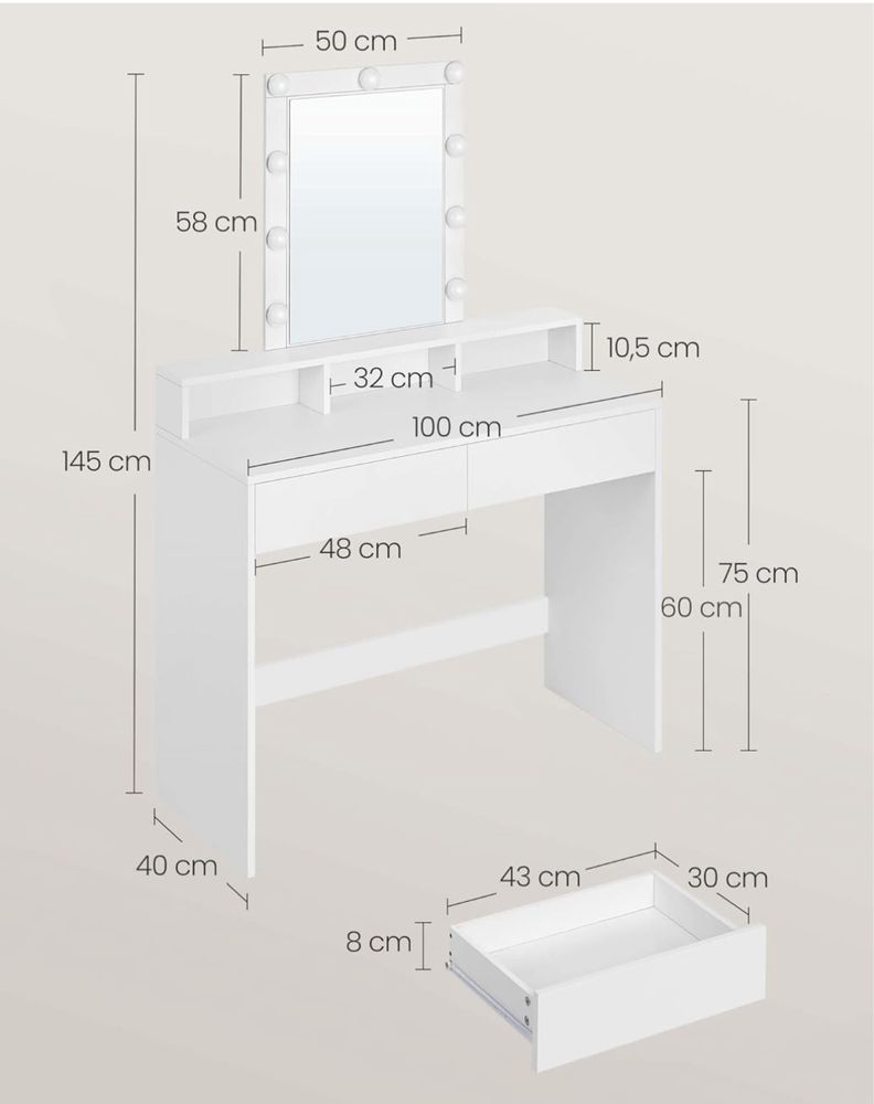 Toaletka kosmetyczna songmics RDT164W01