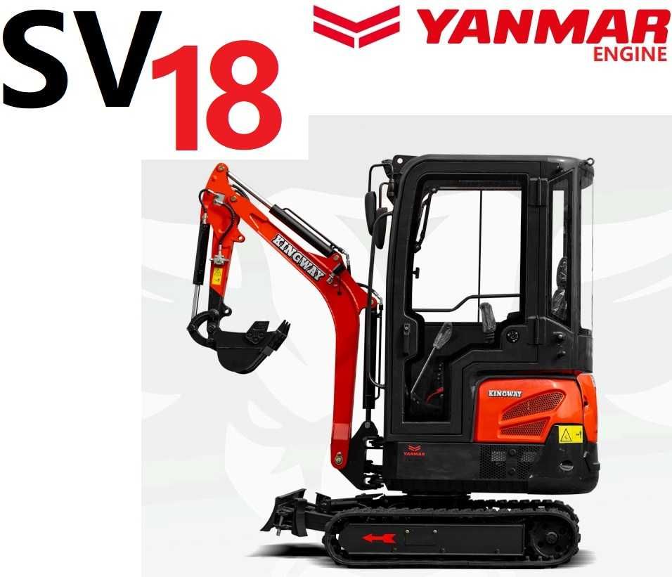 NOWA MiniKoparka Yanmar SV18 Kingway Rozsuwane gąsienice 1800kg KABINA