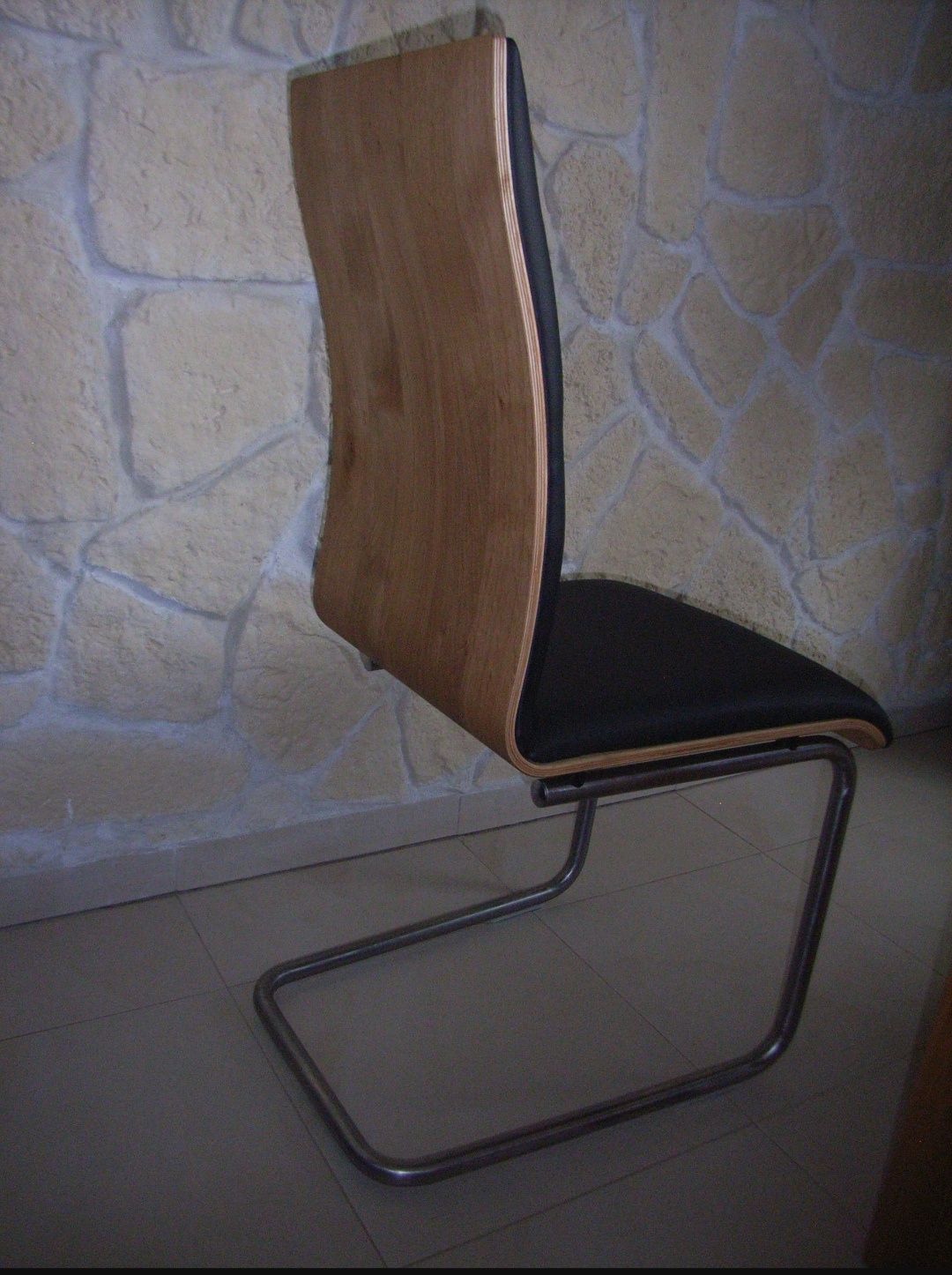 Krzesło na płozie skóra dąb loft