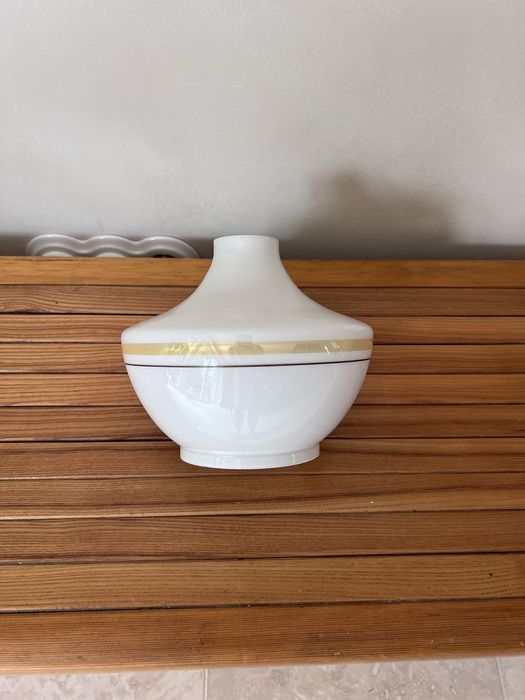 Vintage biały klosz lampa retro PRL midcentury modern