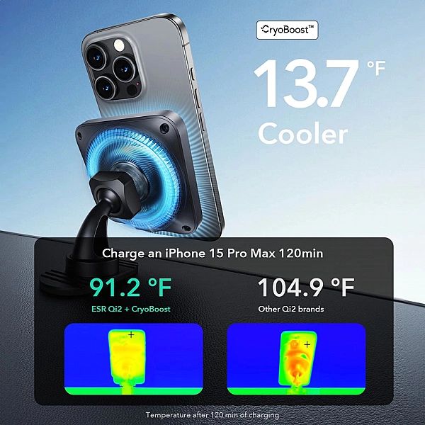 Esr Halolock Cryoboost Magnetic Magsafe Dashboard & Vent Car Mount Wir
