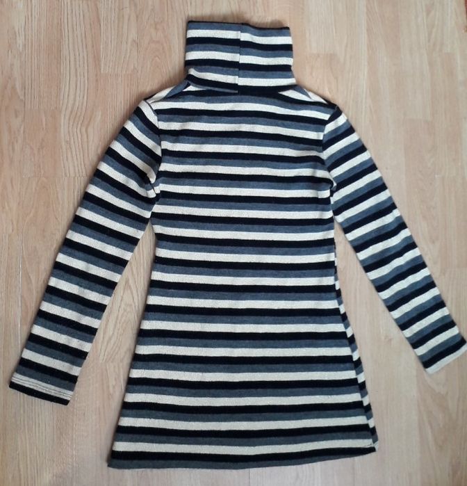 Tunika golf C&A ciepły w paski złota nitka S/36