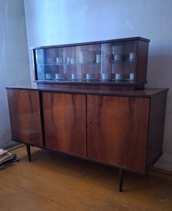 Kredens z nadstawką PRL antyk szybki szafka