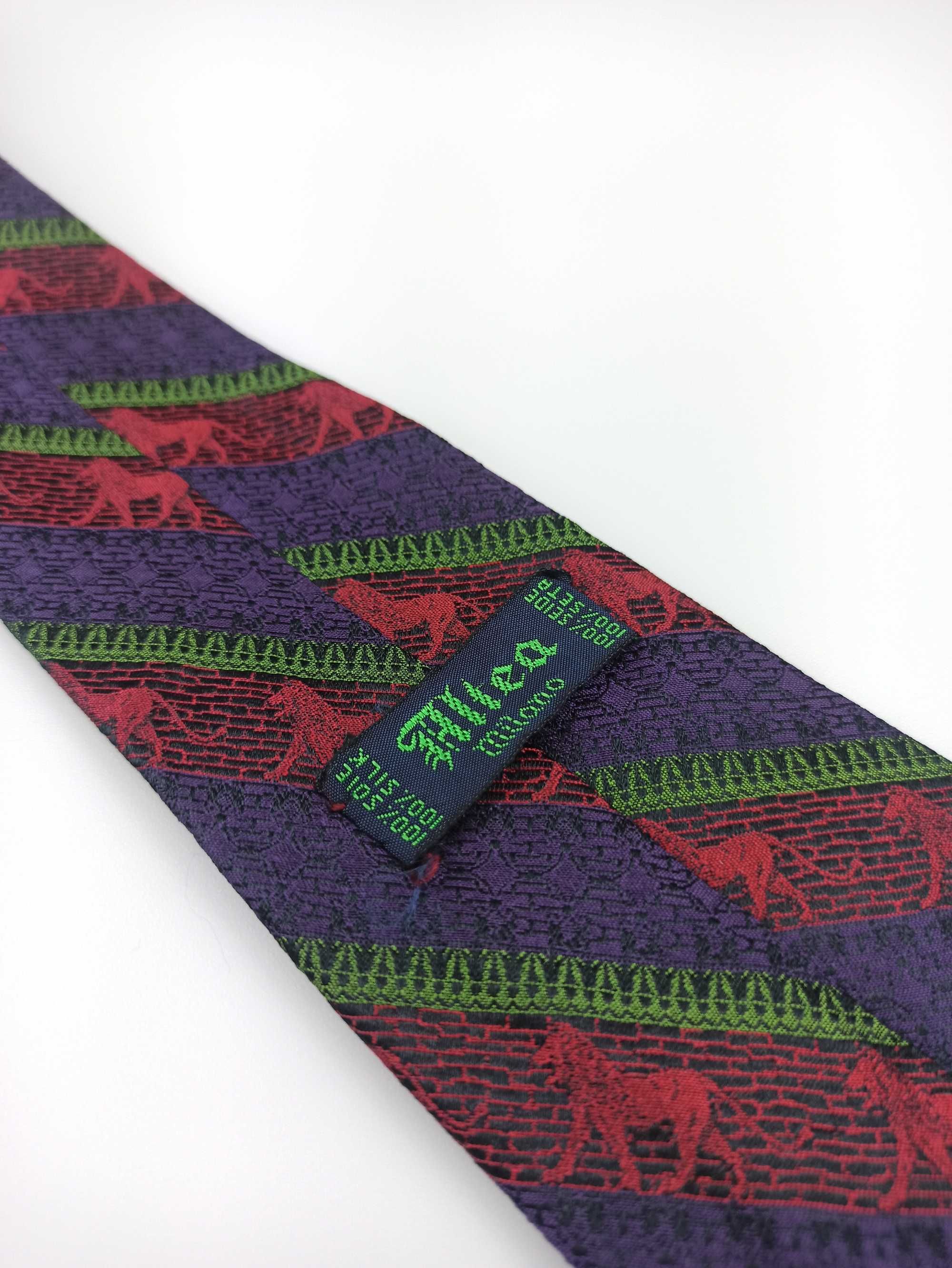 Altea fioletowy jedwabny krawat w paski lwy f21