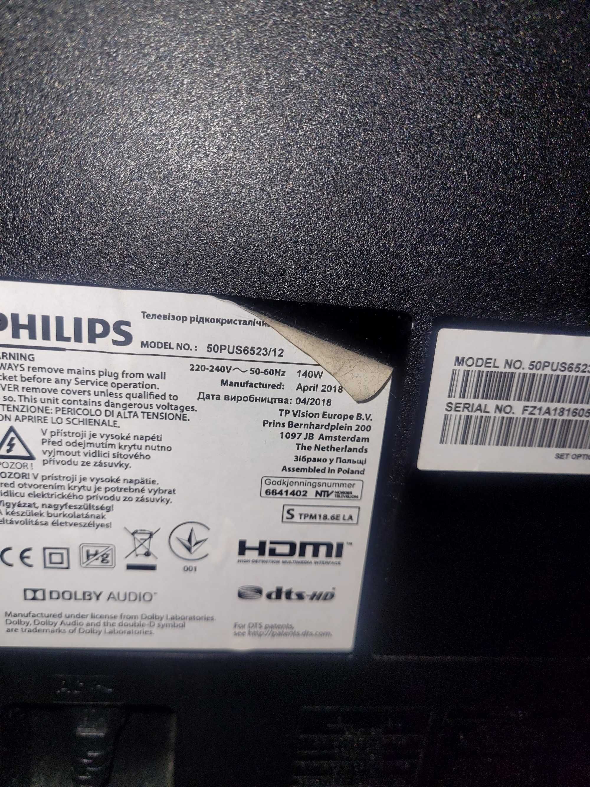 Sprzedam telewizor Philips 50 cali z uszkodzoną matrycą