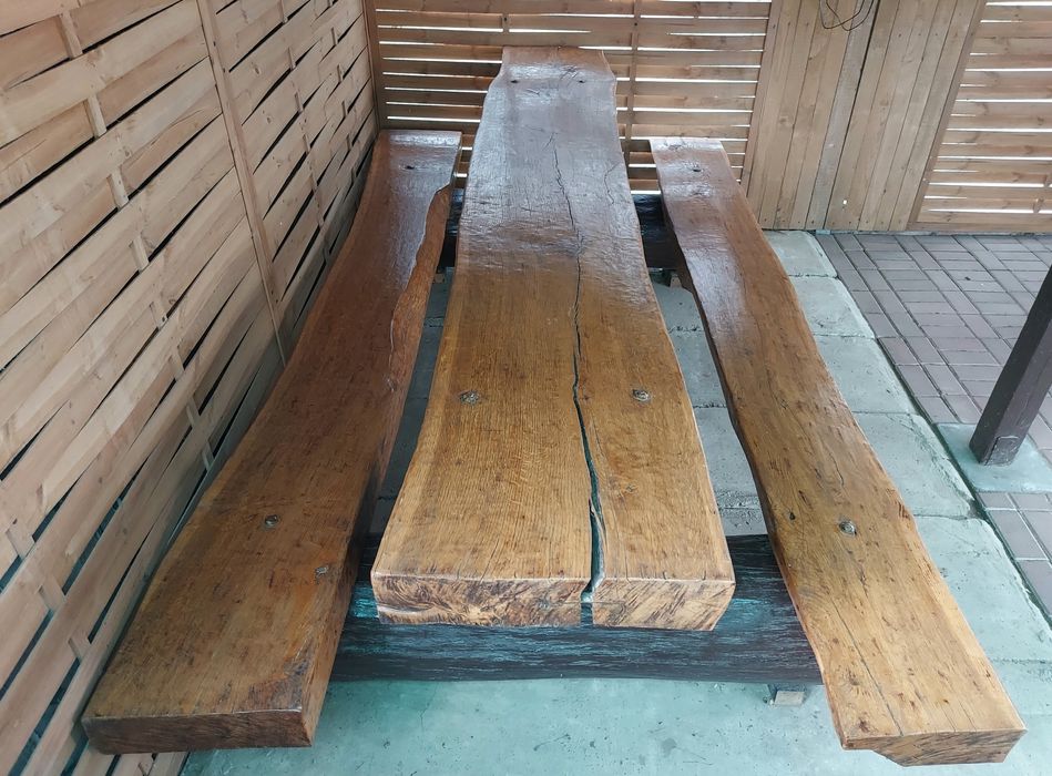 Ława ławostół drewniany dębowy