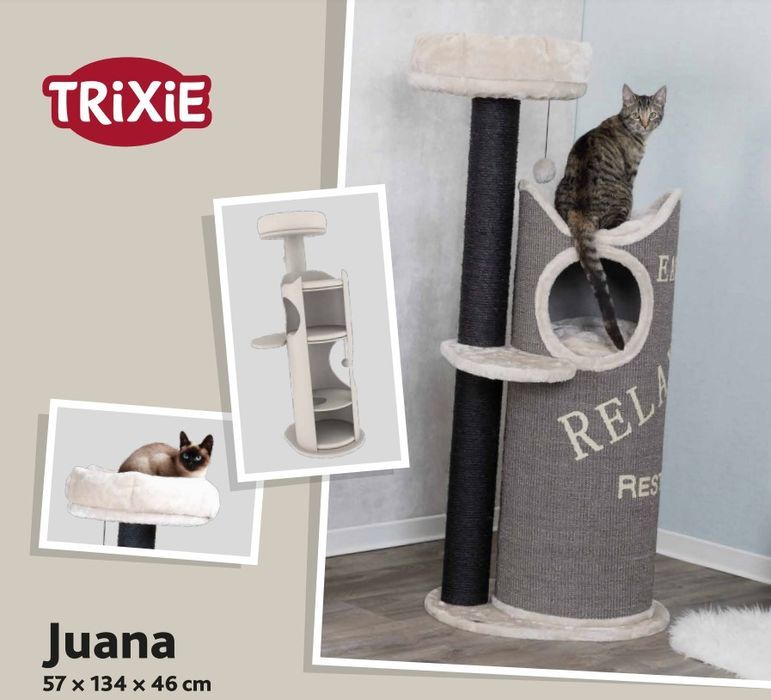 Trixie Drapak Z Wieżą Dla Kota Juana 57X46X134Cm Szary NOWY