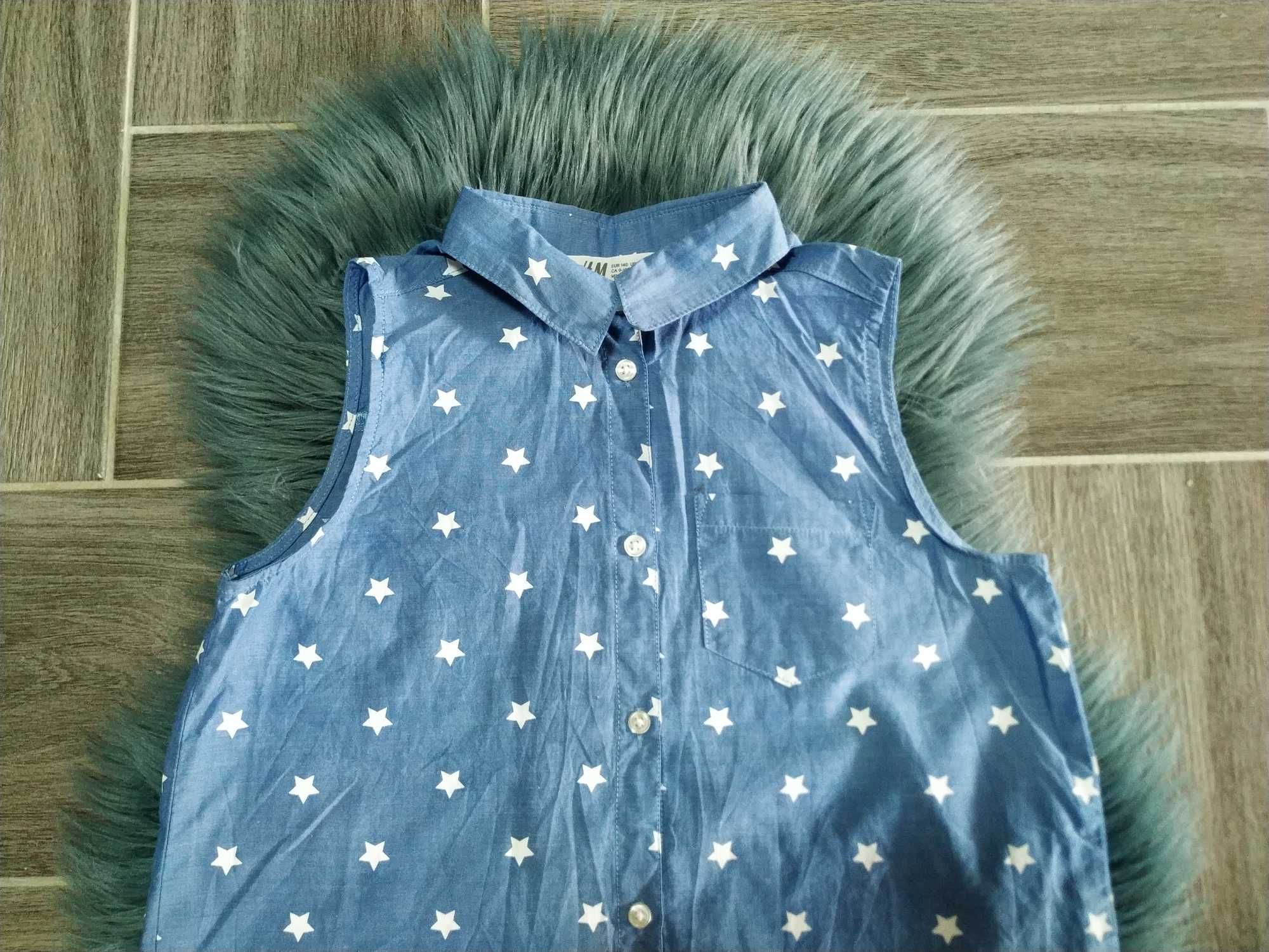 Тоненька рубашка,сорочка,туніка в зірочки для дівчинки 9-10 років-H&M