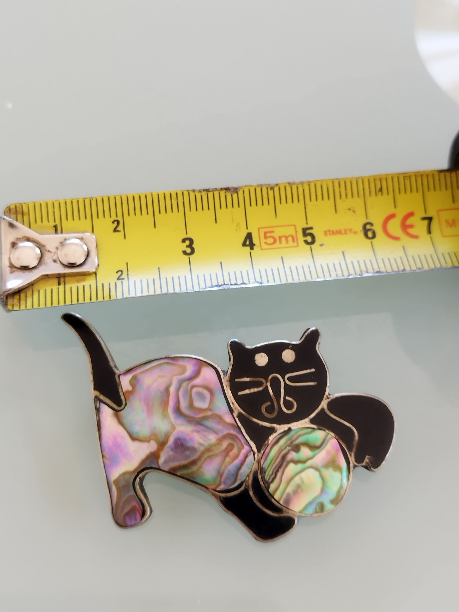 Lindo broche gato  cat chat vintage  com madrepérola.